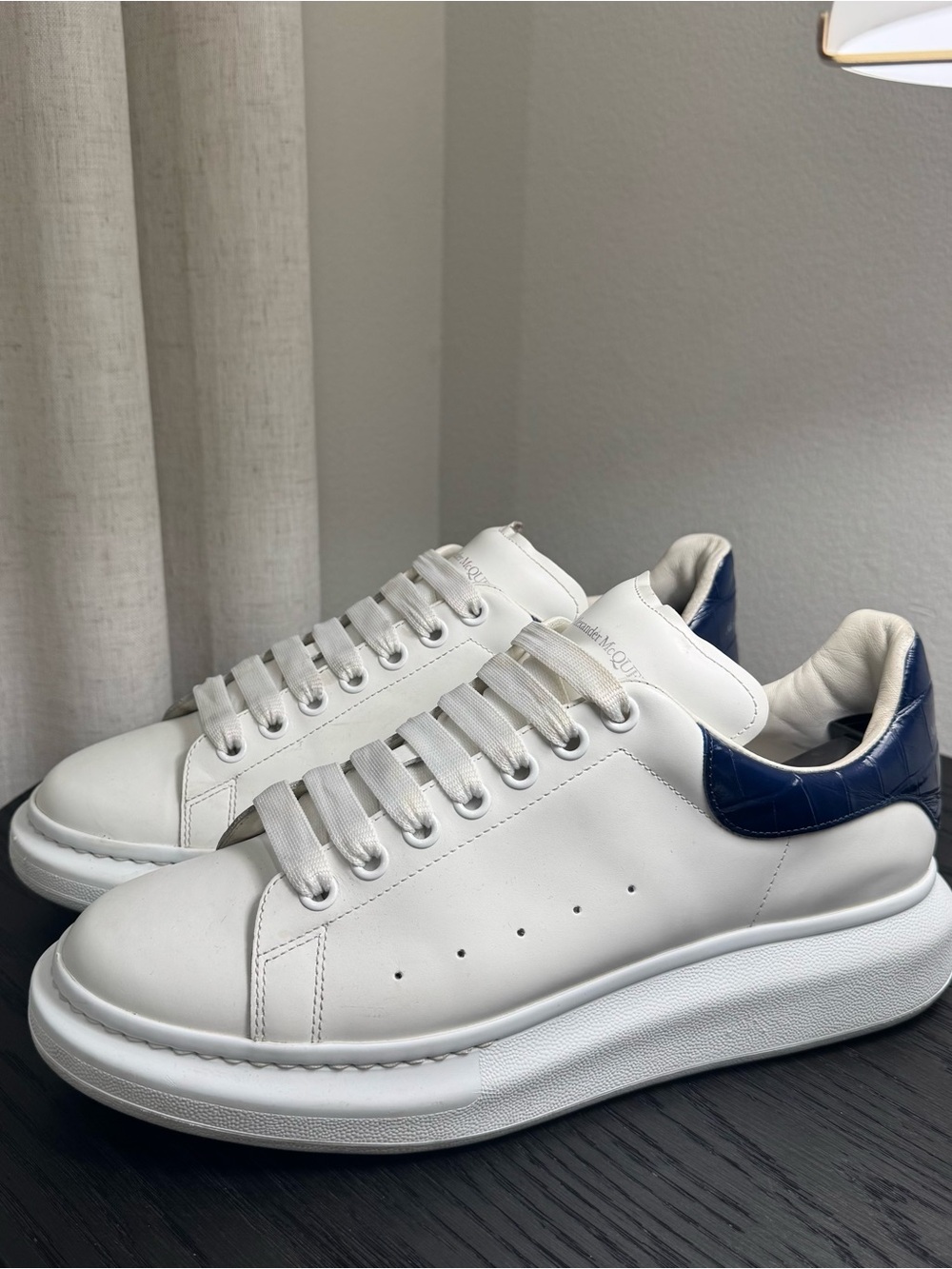 Alexander Mcqueen Oversized Platform Sneakers Leather White/Blue 44
